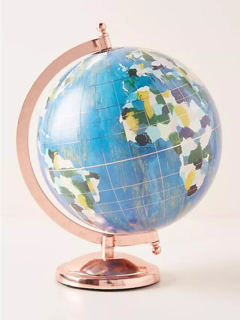 Anthropologie Wanderlust Globe Blue Rose Gold by Kayla Weber Nord